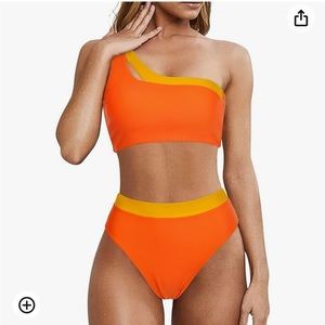 NWOT Mooslover Woman’s Cutout One Shoulder High Waisted Bikini Set